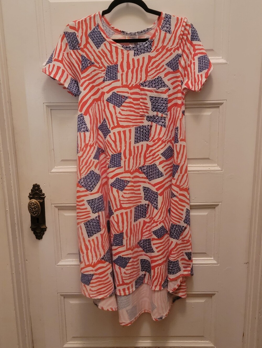 LuLaRoe Short Sleeve Dress in Red & Navy Star Print